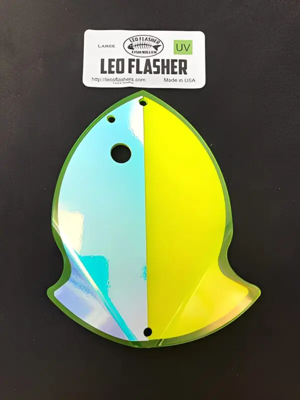 Fish-shaped UV LED flasher on display.