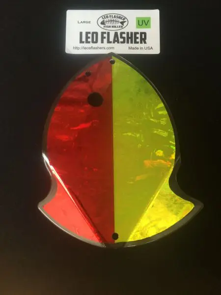 Red and yellow reflective LED flasher for safety.