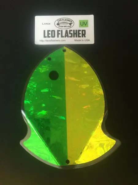 Green and yellow LED flasher shaped like a ghost.