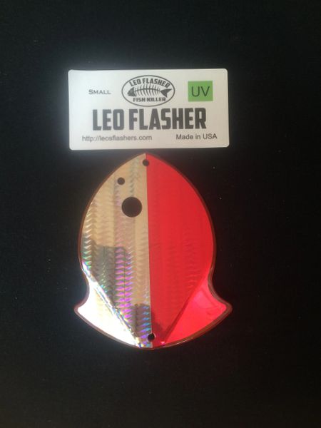 A colorful Leo Flasher fishing lure with a reflective finish.